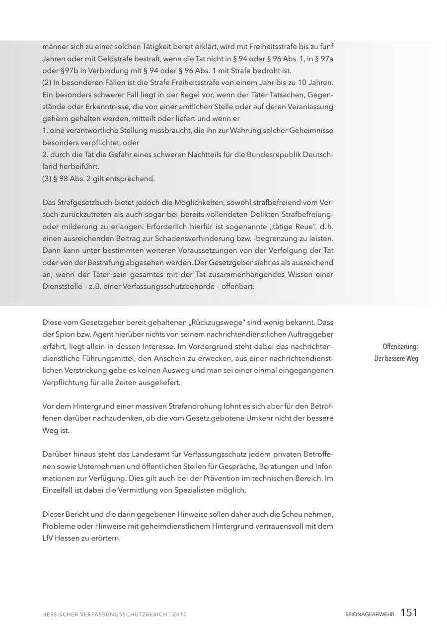 Seite 153 des Verfassungsschutzbericht 2010 Hessen