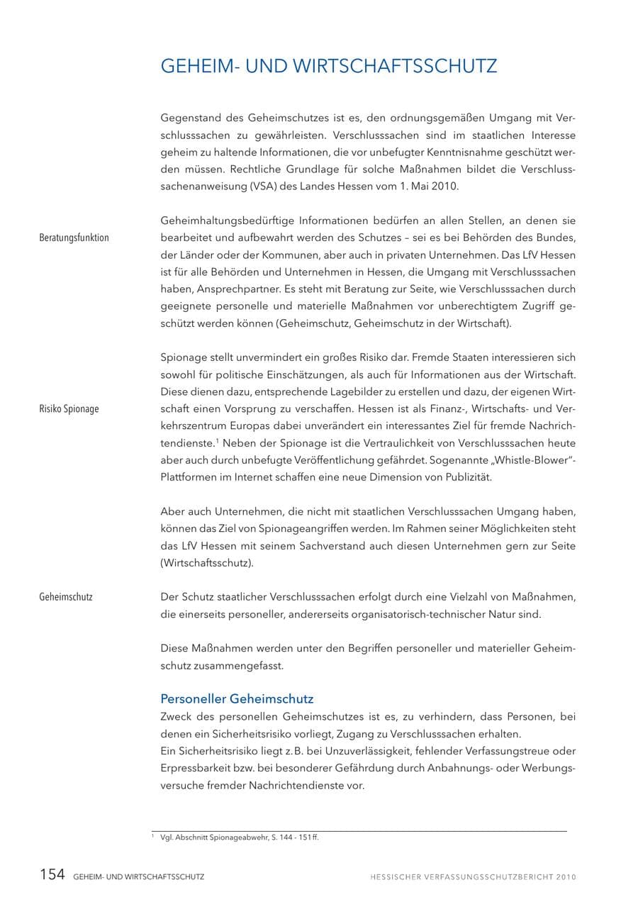 Seite 156 des Verfassungsschutzbericht 2010 Hessen