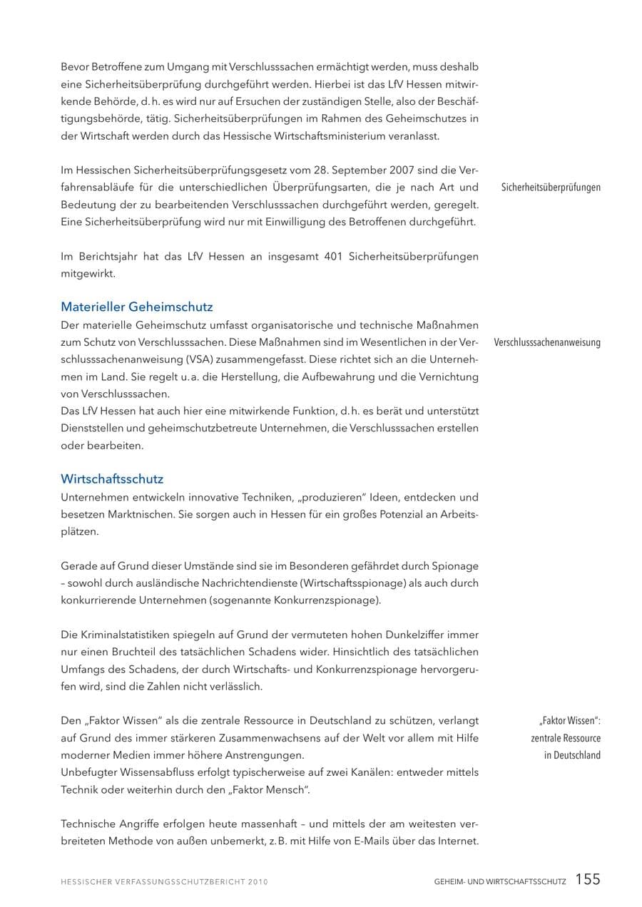 Seite 157 des Verfassungsschutzbericht 2010 Hessen