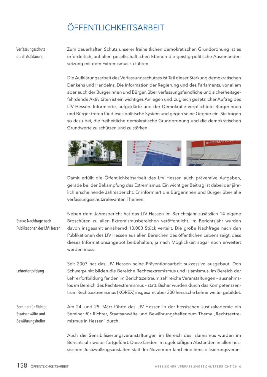 Seite 160 des Verfassungsschutzbericht 2010 Hessen