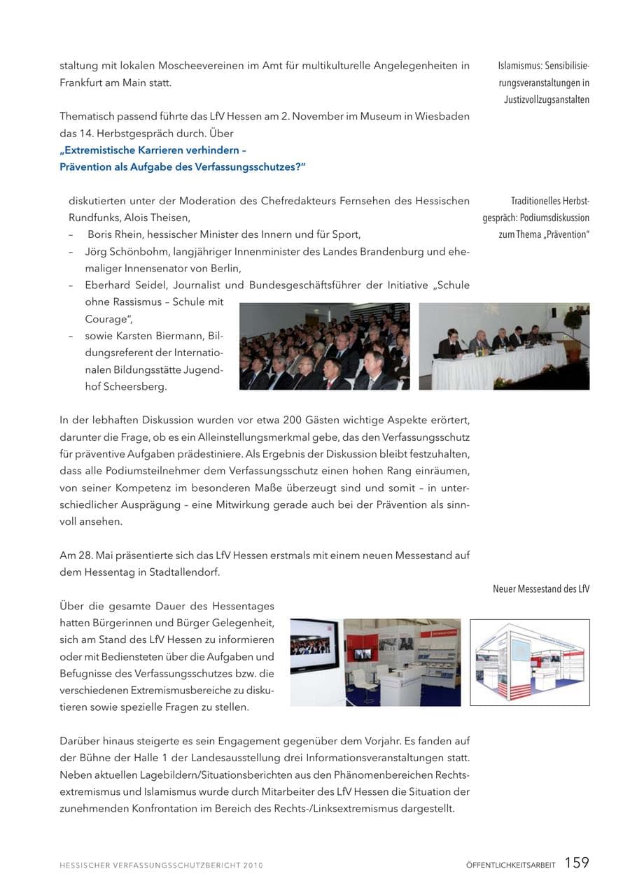 Seite 161 des Verfassungsschutzbericht 2010 Hessen
