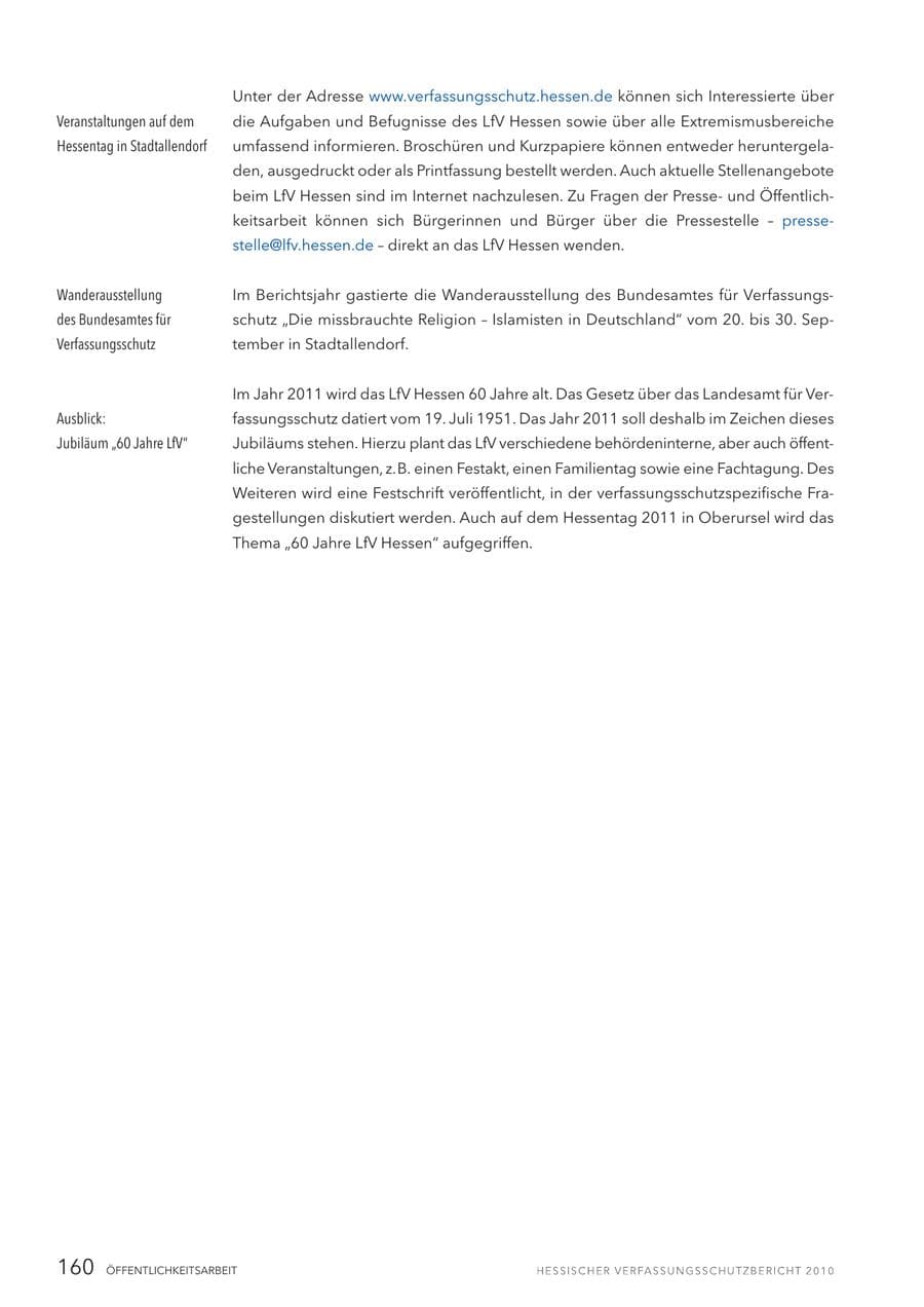 Seite 162 des Verfassungsschutzbericht 2010 Hessen