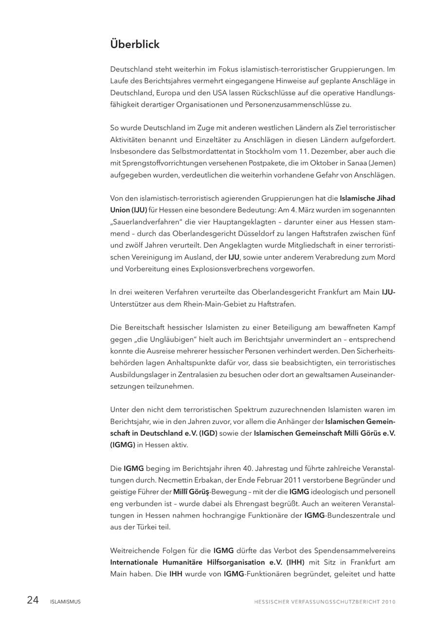 Seite 26 des Verfassungsschutzbericht 2010 Hessen