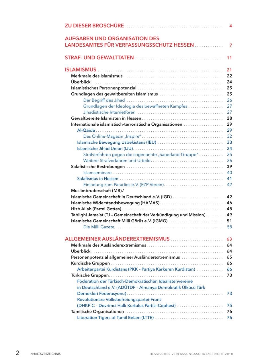 Seite 4 des Verfassungsschutzbericht 2010 Hessen