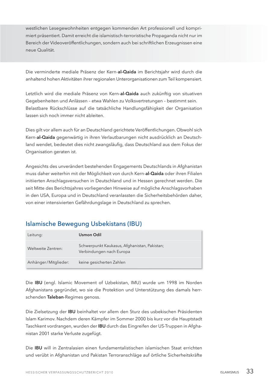 Seite 35 des Verfassungsschutzbericht 2010 Hessen