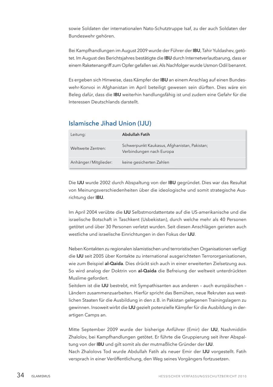 Seite 36 des Verfassungsschutzbericht 2010 Hessen
