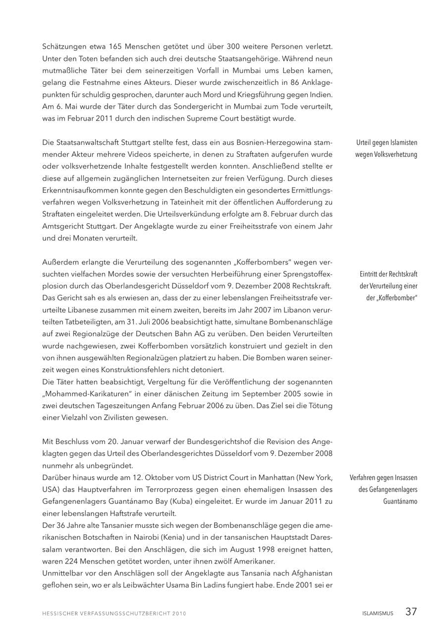 Seite 39 des Verfassungsschutzbericht 2010 Hessen