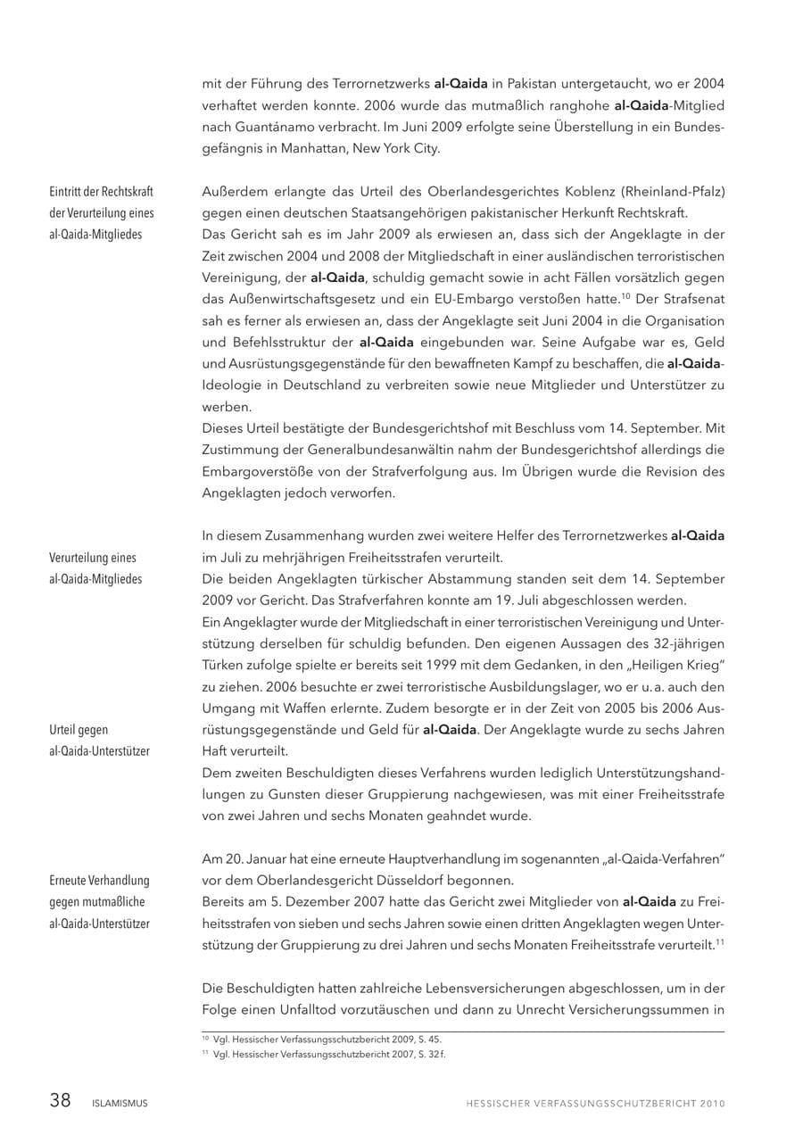 Seite 40 des Verfassungsschutzbericht 2010 Hessen