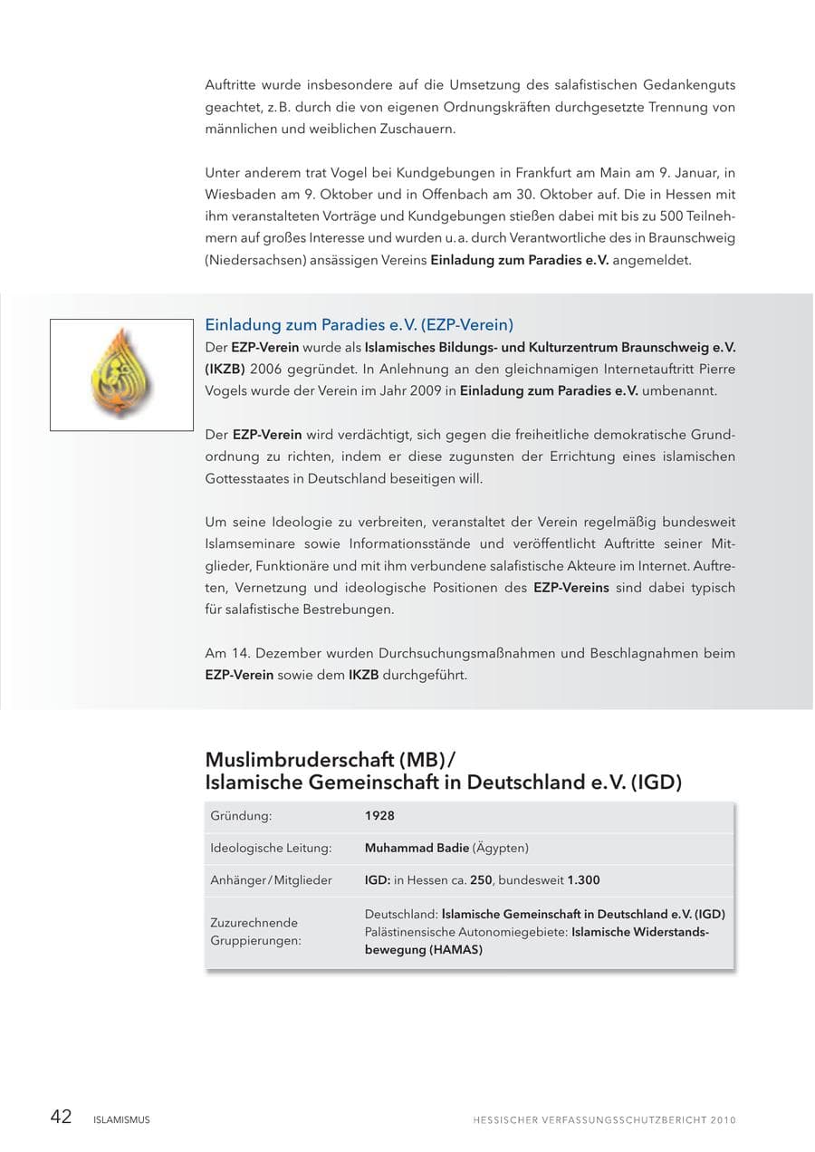 Seite 44 des Verfassungsschutzbericht 2010 Hessen