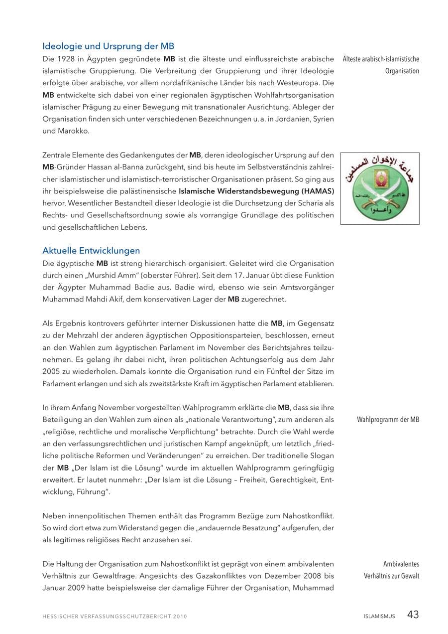 Seite 45 des Verfassungsschutzbericht 2010 Hessen