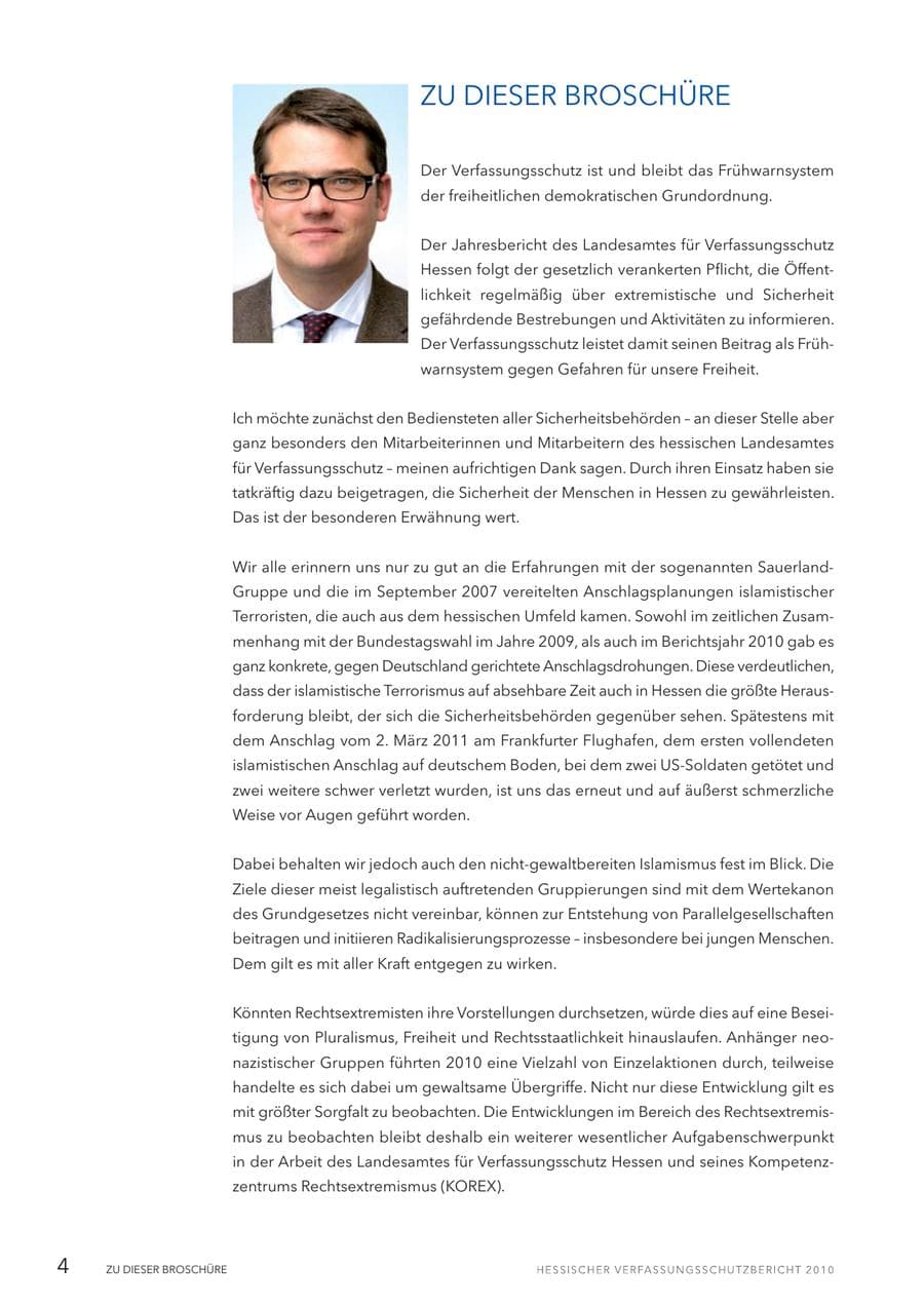 Seite 6 des Verfassungsschutzbericht 2010 Hessen