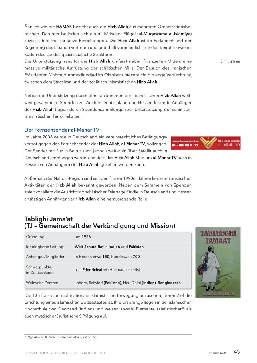 Seite 51 des Verfassungsschutzbericht 2010 Hessen