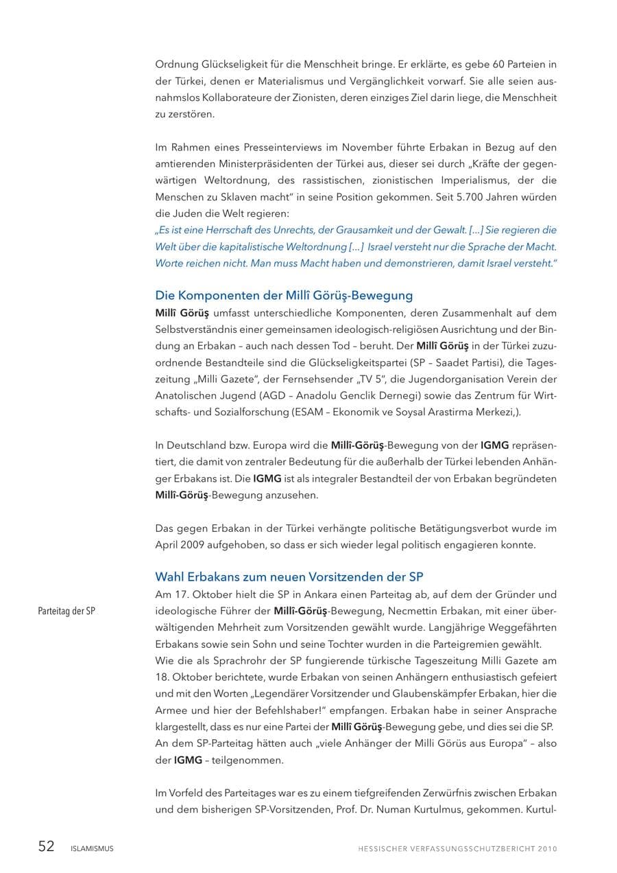 Seite 54 des Verfassungsschutzbericht 2010 Hessen