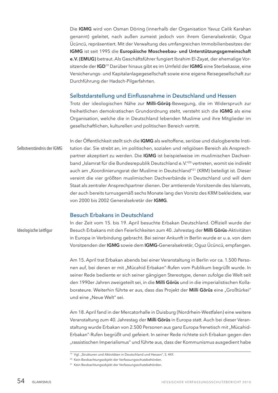 Seite 56 des Verfassungsschutzbericht 2010 Hessen