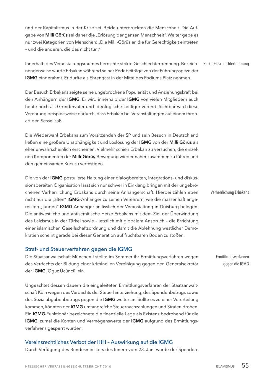 Seite 57 des Verfassungsschutzbericht 2010 Hessen