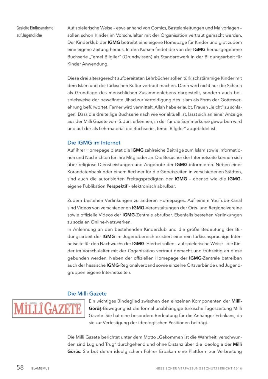 Seite 60 des Verfassungsschutzbericht 2010 Hessen