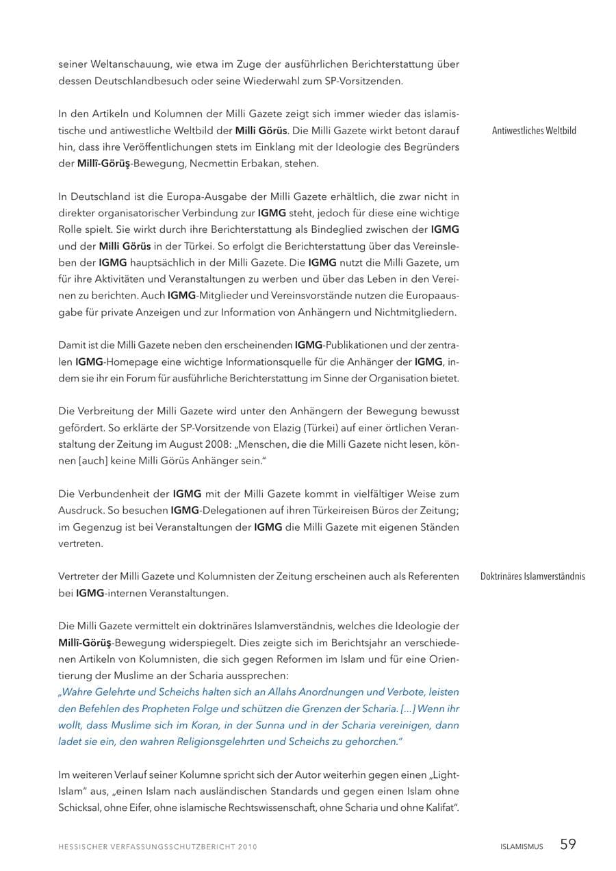 Seite 61 des Verfassungsschutzbericht 2010 Hessen