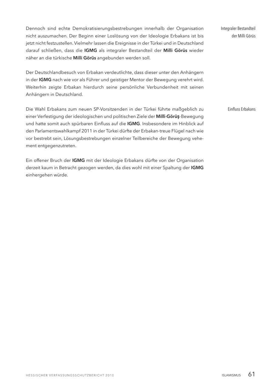 Seite 63 des Verfassungsschutzbericht 2010 Hessen