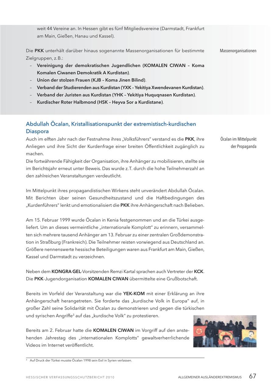 Seite 69 des Verfassungsschutzbericht 2010 Hessen