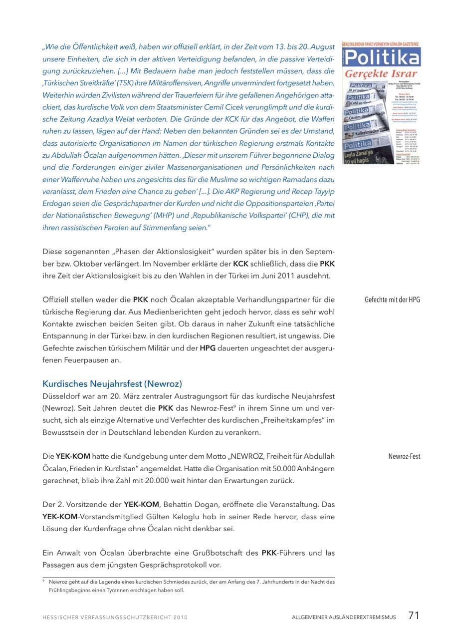 Seite 73 des Verfassungsschutzbericht 2010 Hessen