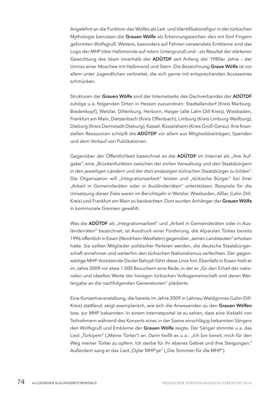Seite 76 des Verfassungsschutzbericht 2010 Hessen