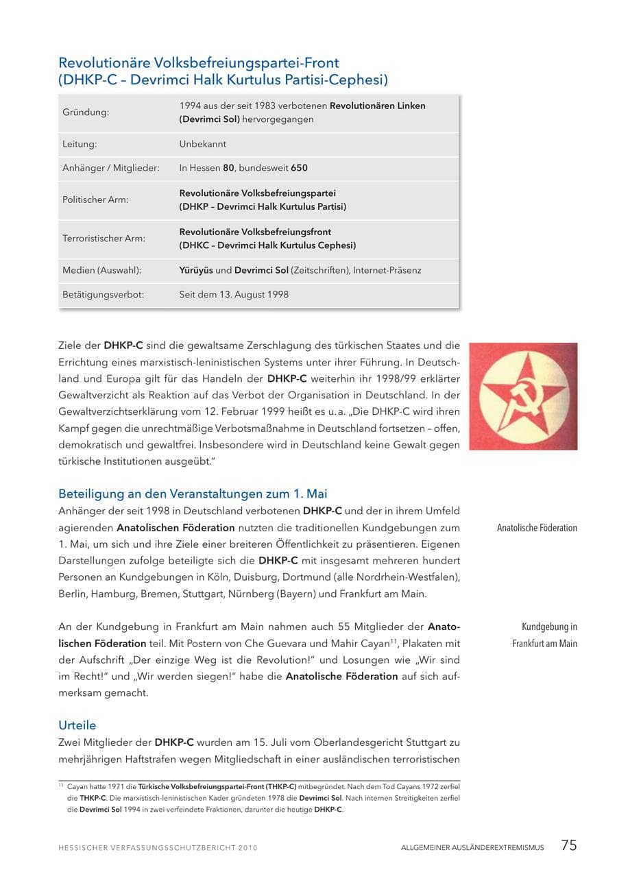Seite 77 des Verfassungsschutzbericht 2010 Hessen