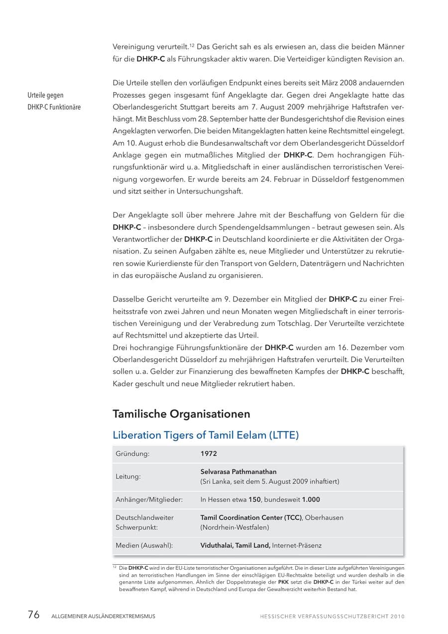 Seite 78 des Verfassungsschutzbericht 2010 Hessen
