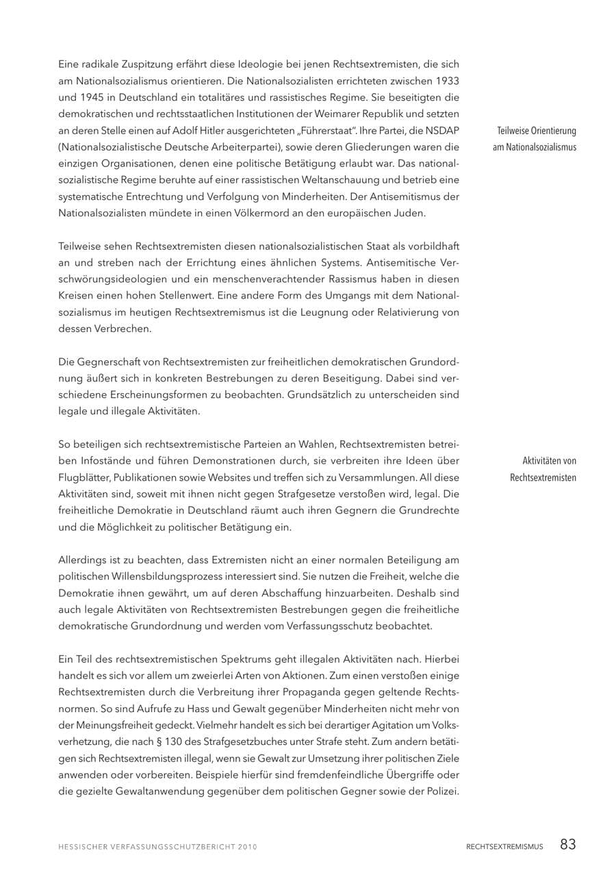 Seite 85 des Verfassungsschutzbericht 2010 Hessen