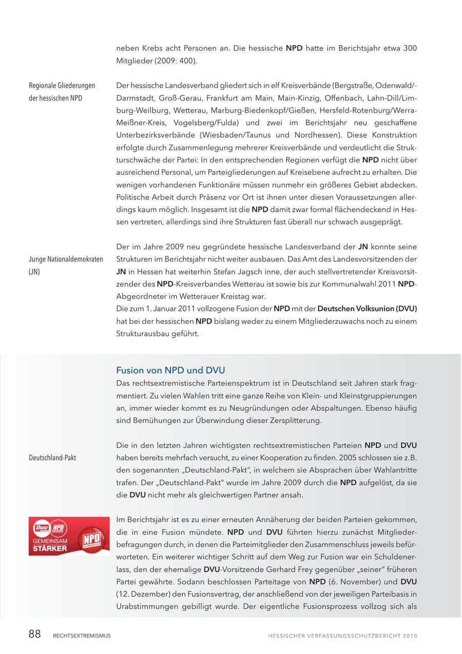 Seite 90 des Verfassungsschutzbericht 2010 Hessen