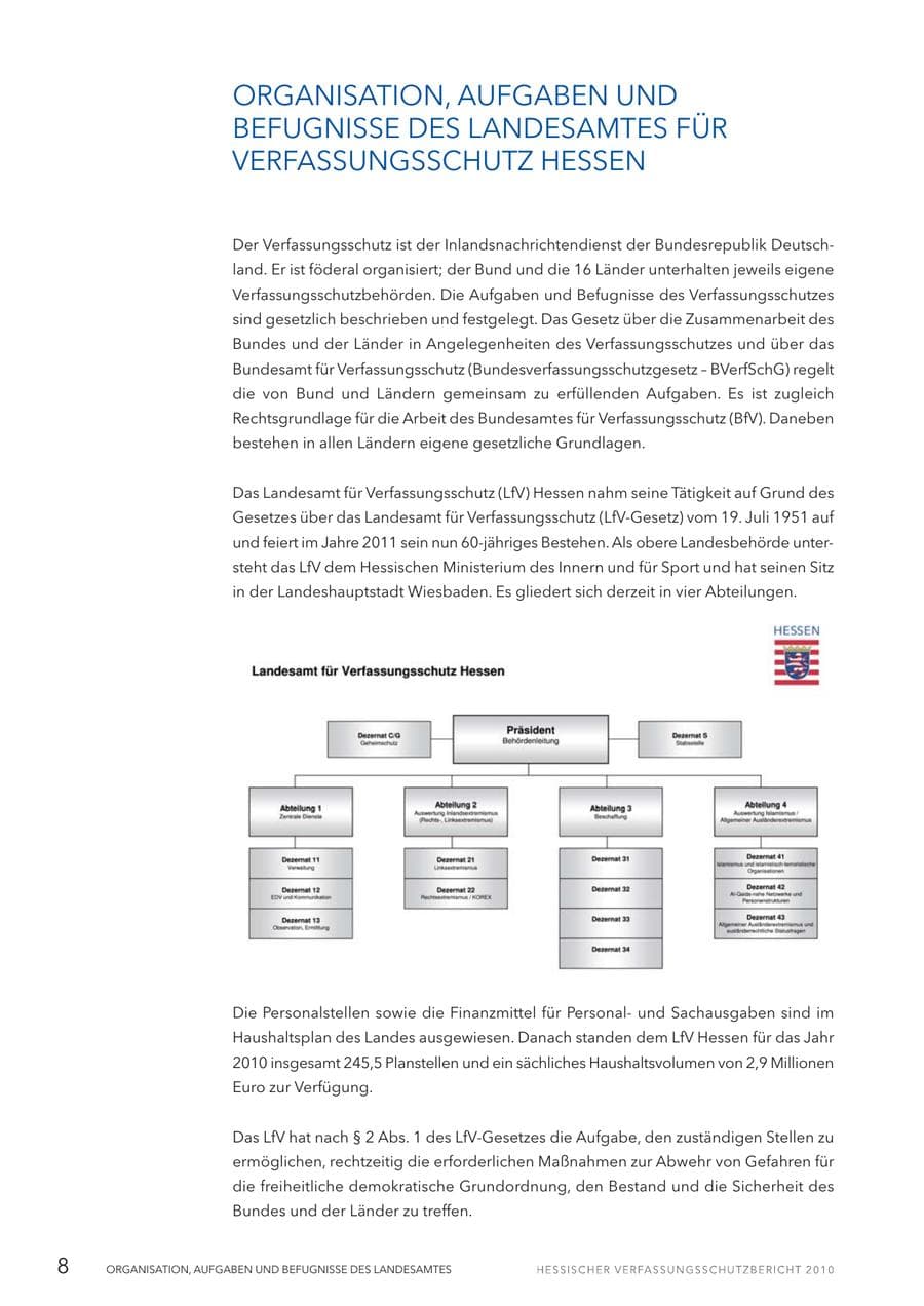 Seite 10 des Verfassungsschutzbericht 2010 Hessen