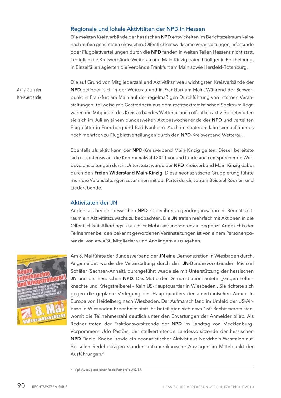 Seite 92 des Verfassungsschutzbericht 2010 Hessen