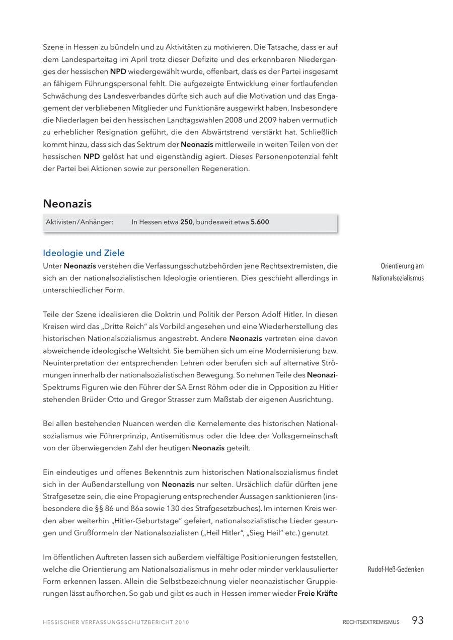 Seite 95 des Verfassungsschutzbericht 2010 Hessen