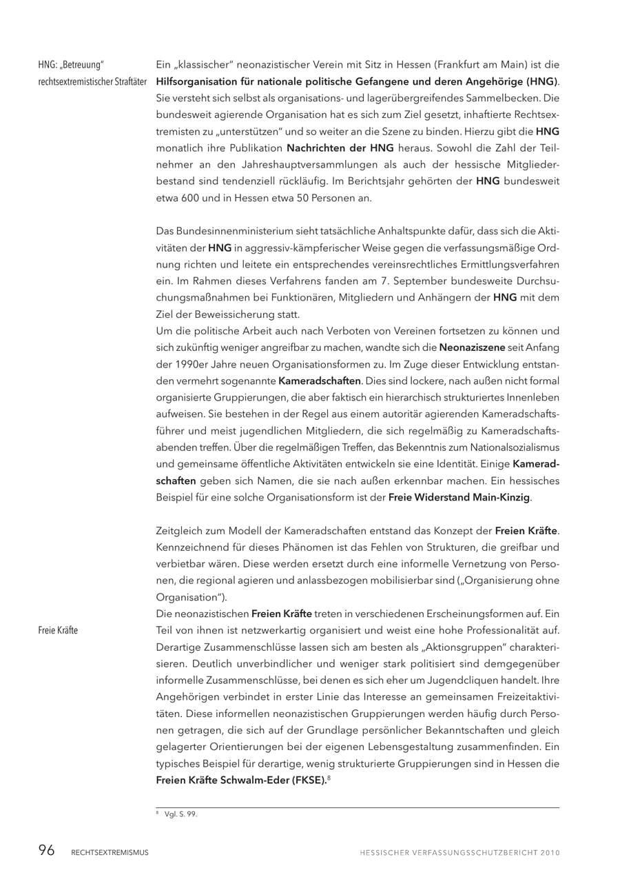 Seite 98 des Verfassungsschutzbericht 2010 Hessen