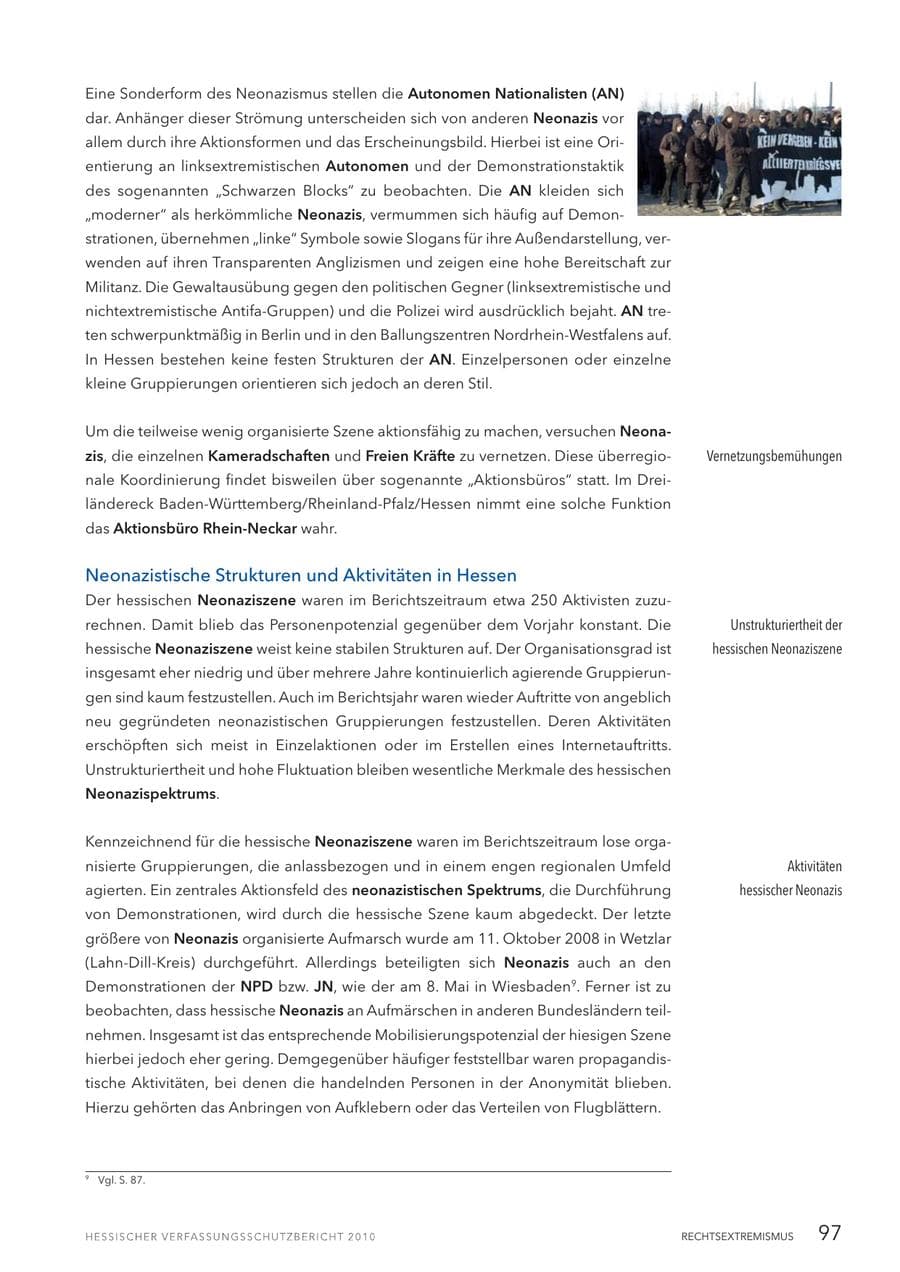 Seite 99 des Verfassungsschutzbericht 2010 Hessen