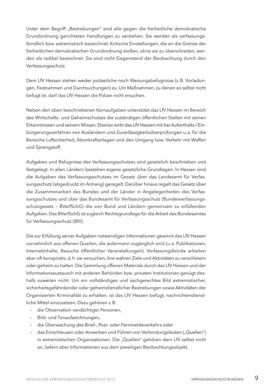 Seite 11 des Verfassungsschutzbericht 2011 Hessen