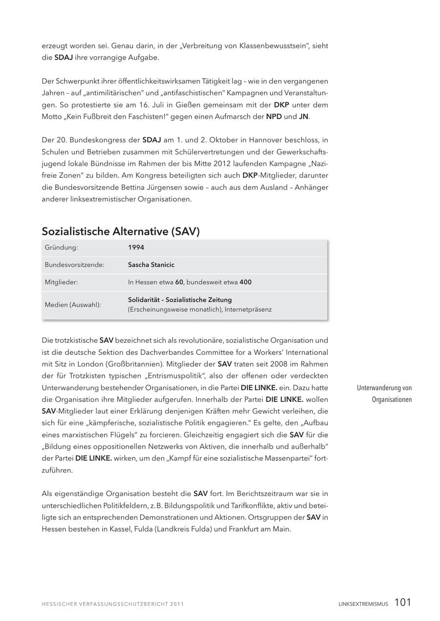 Seite 103 des Verfassungsschutzbericht 2011 Hessen
