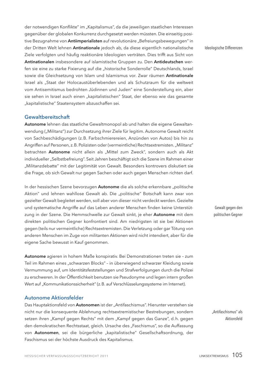 Seite 107 des Verfassungsschutzbericht 2011 Hessen
