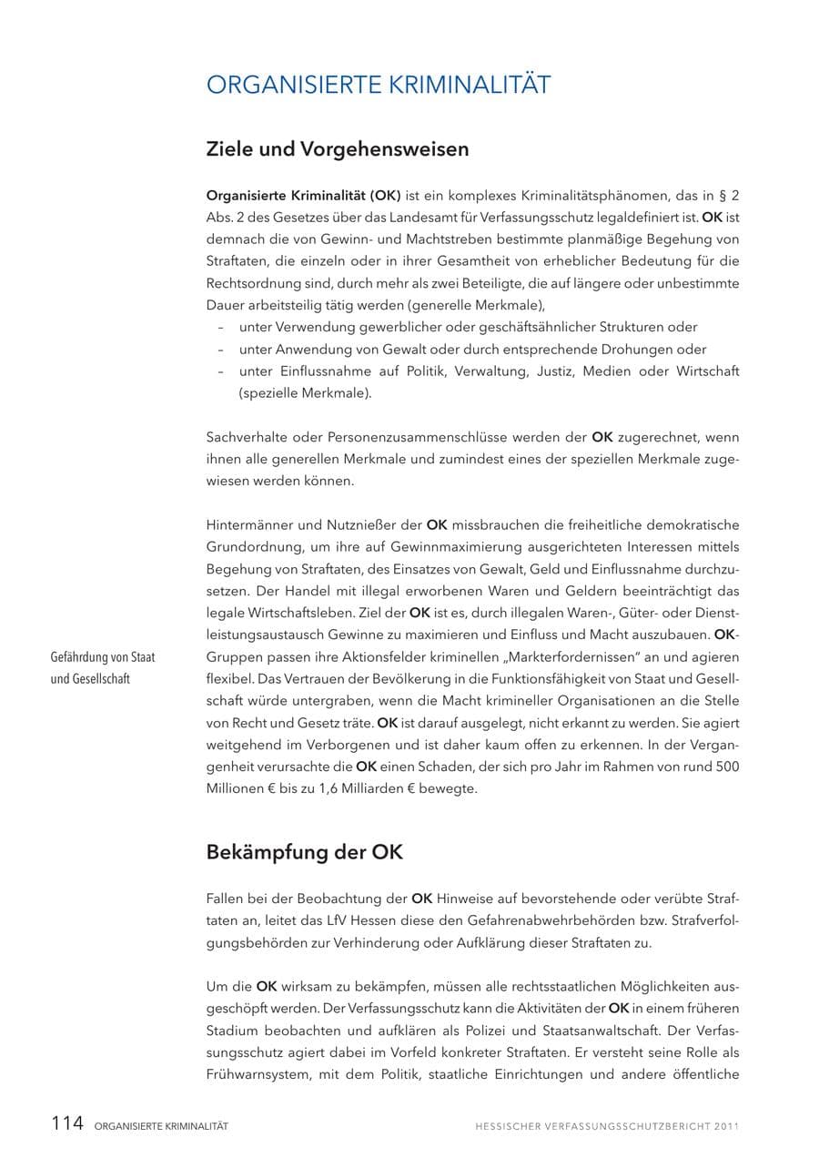 Seite 116 des Verfassungsschutzbericht 2011 Hessen