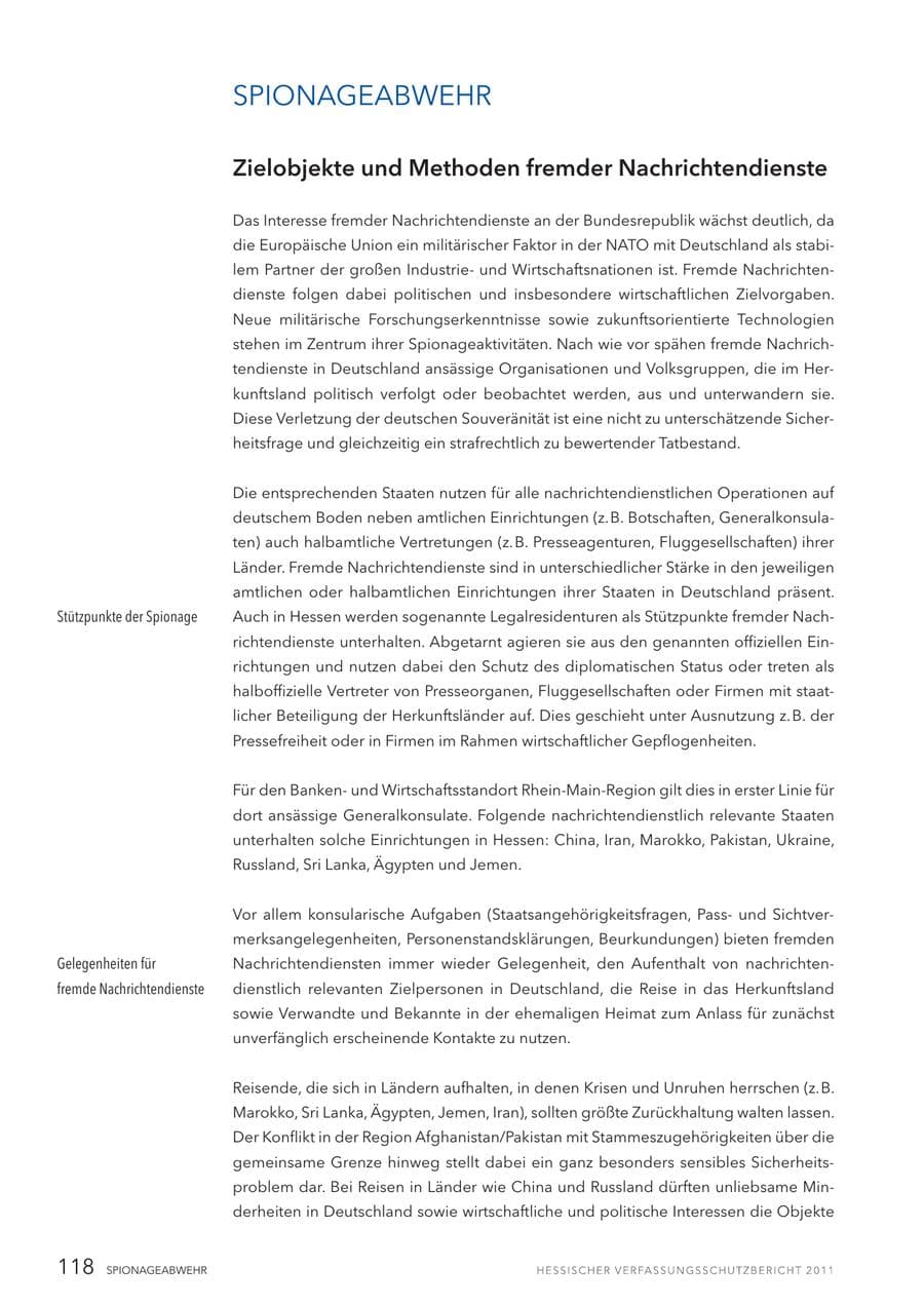 Seite 120 des Verfassungsschutzbericht 2011 Hessen