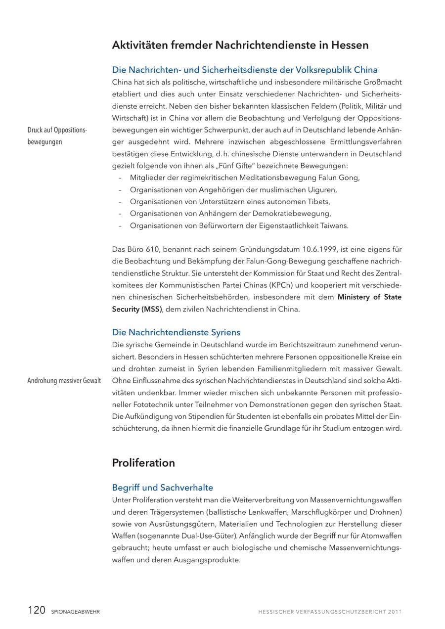 Seite 122 des Verfassungsschutzbericht 2011 Hessen