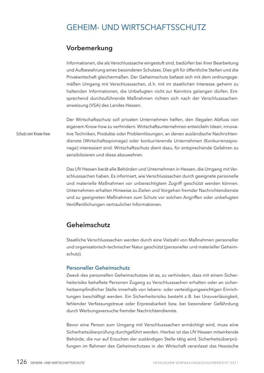 Seite 128 des Verfassungsschutzbericht 2011 Hessen