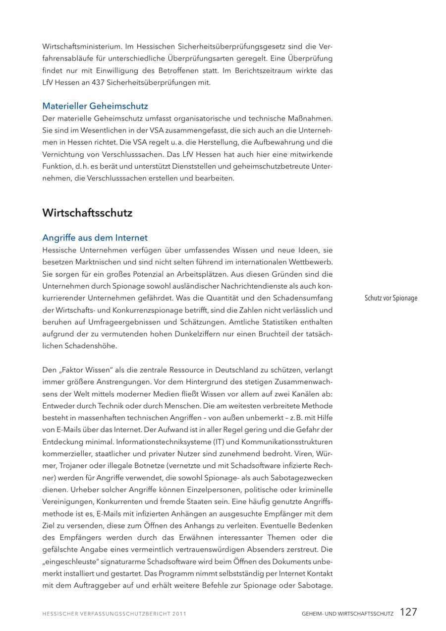 Seite 129 des Verfassungsschutzbericht 2011 Hessen