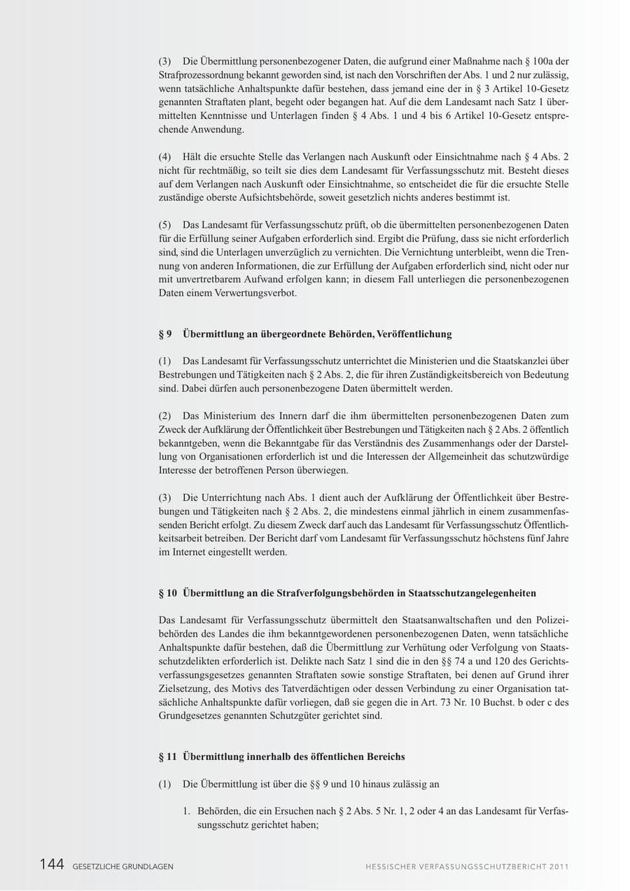 Seite 146 des Verfassungsschutzbericht 2011 Hessen
