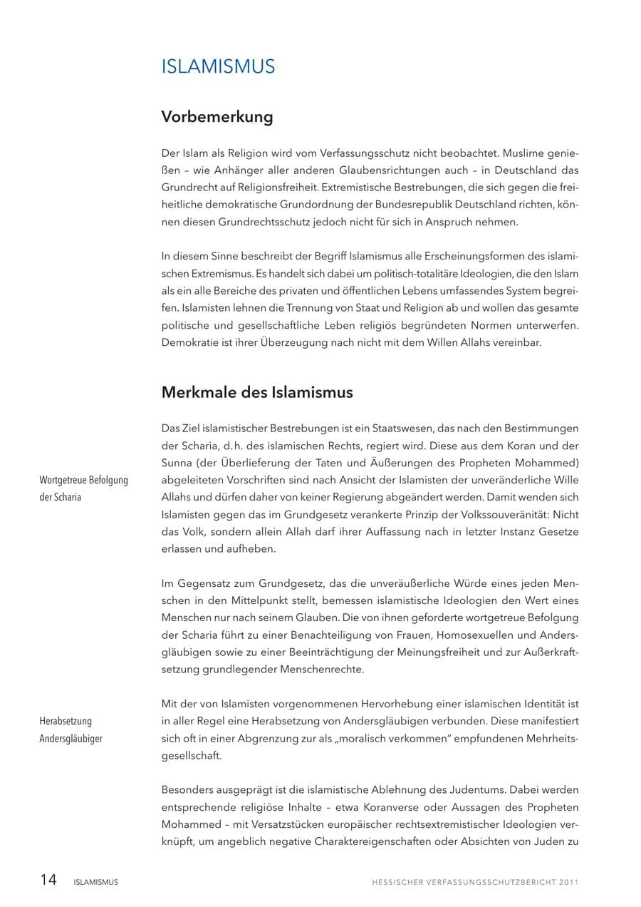 Seite 16 des Verfassungsschutzbericht 2011 Hessen
