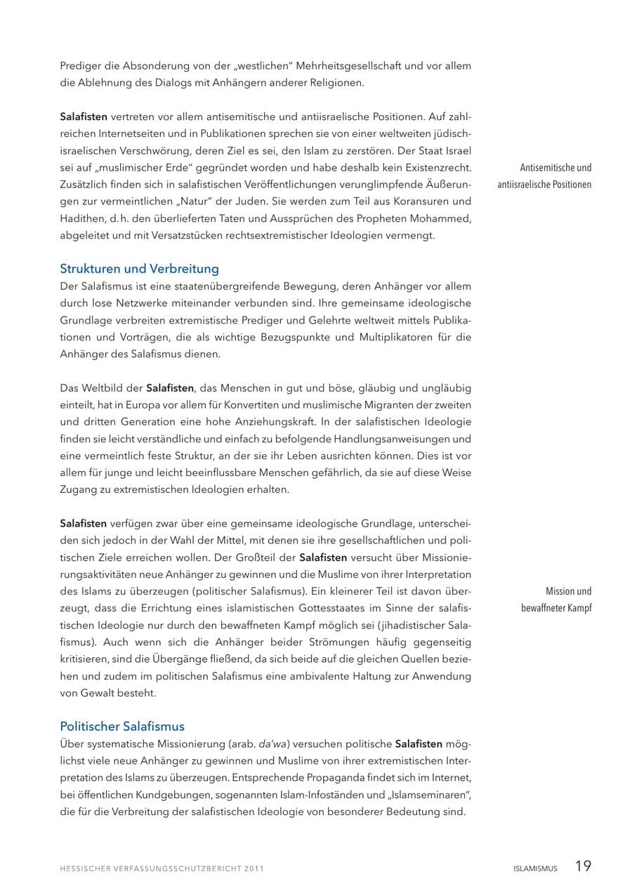 Seite 21 des Verfassungsschutzbericht 2011 Hessen