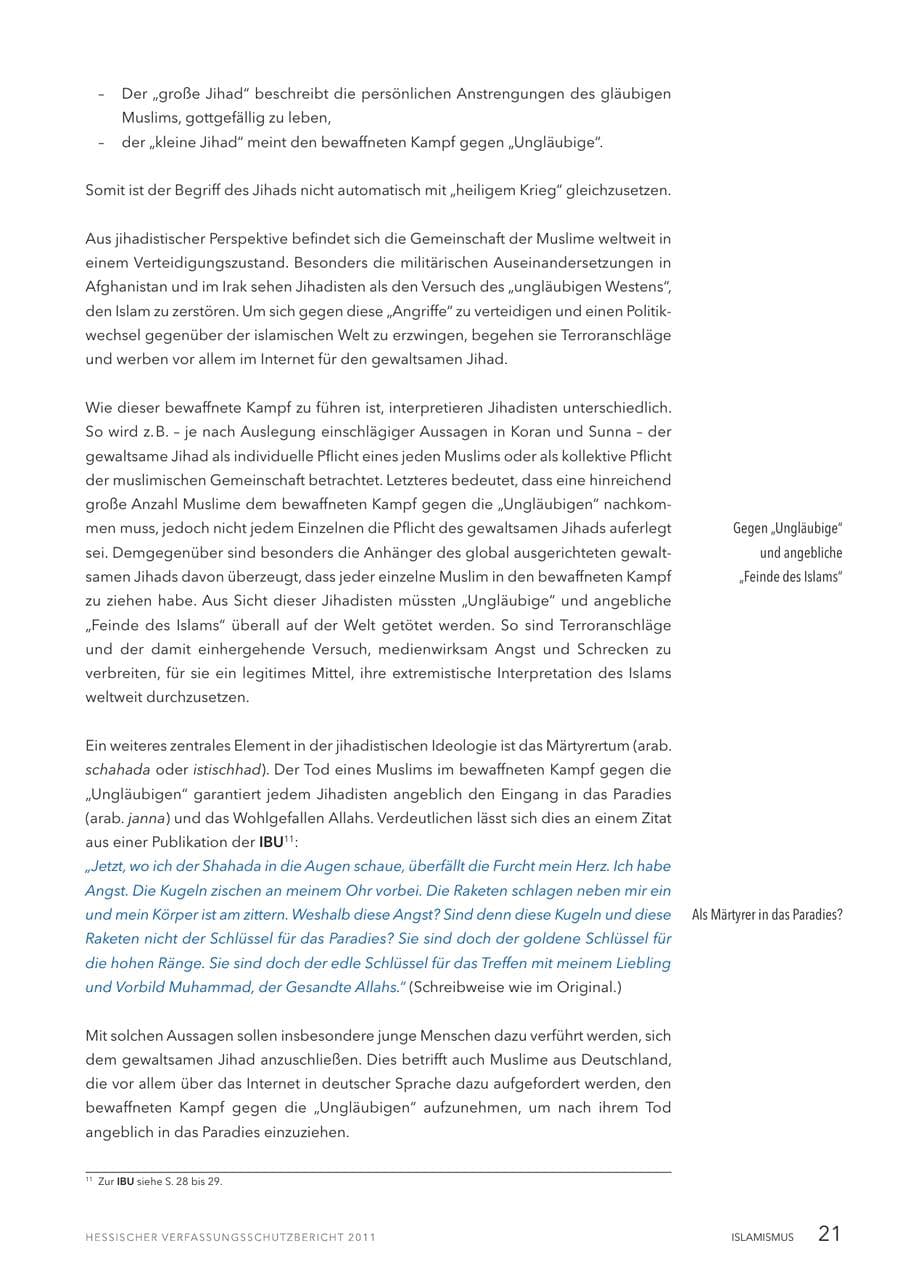 Seite 23 des Verfassungsschutzbericht 2011 Hessen