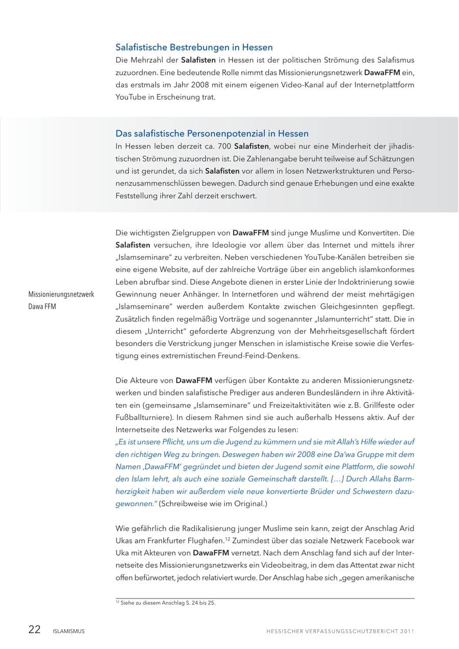 Seite 24 des Verfassungsschutzbericht 2011 Hessen