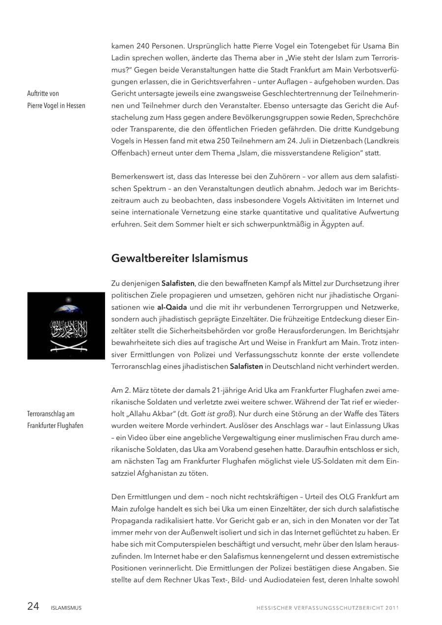 Seite 26 des Verfassungsschutzbericht 2011 Hessen