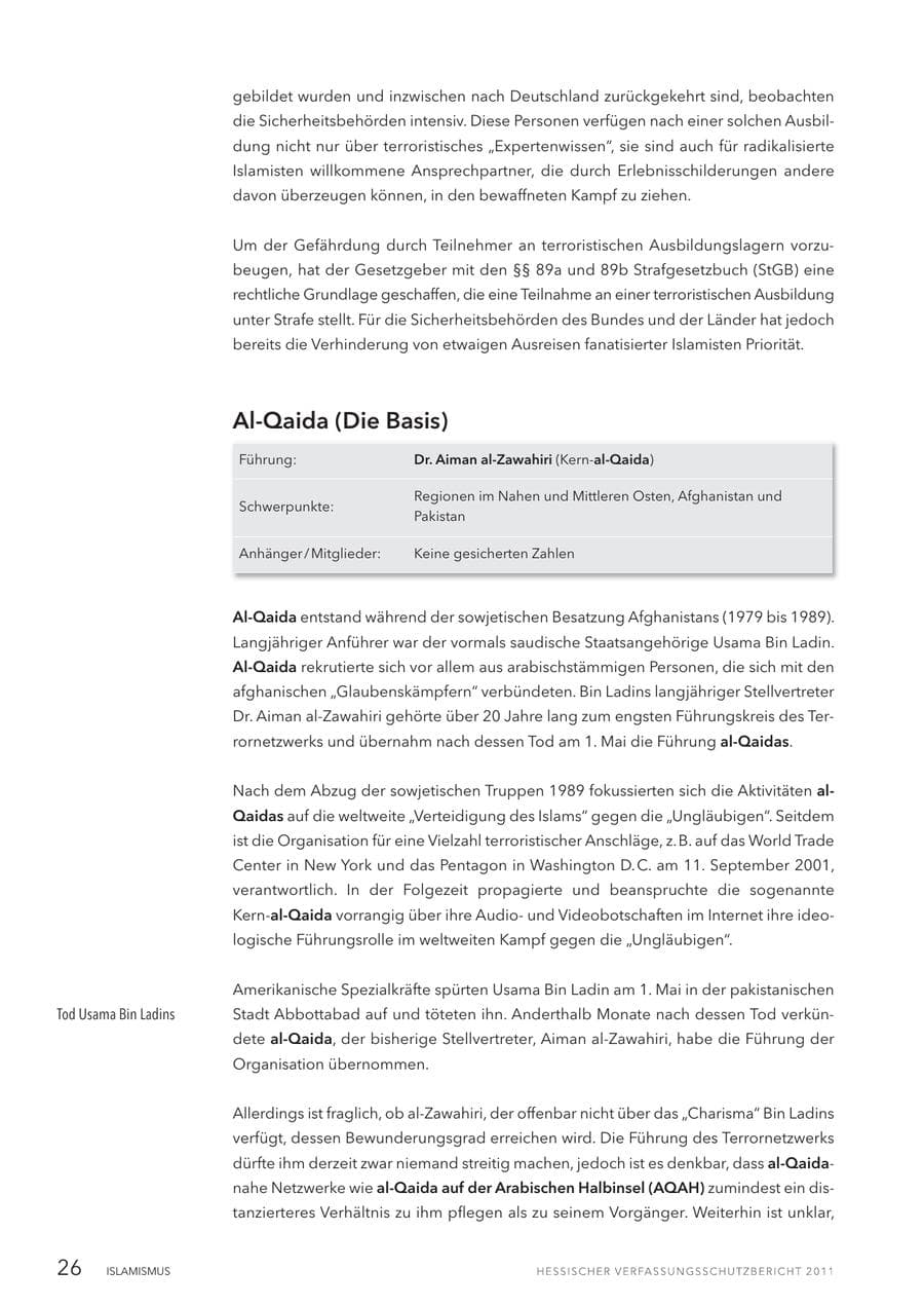Seite 28 des Verfassungsschutzbericht 2011 Hessen