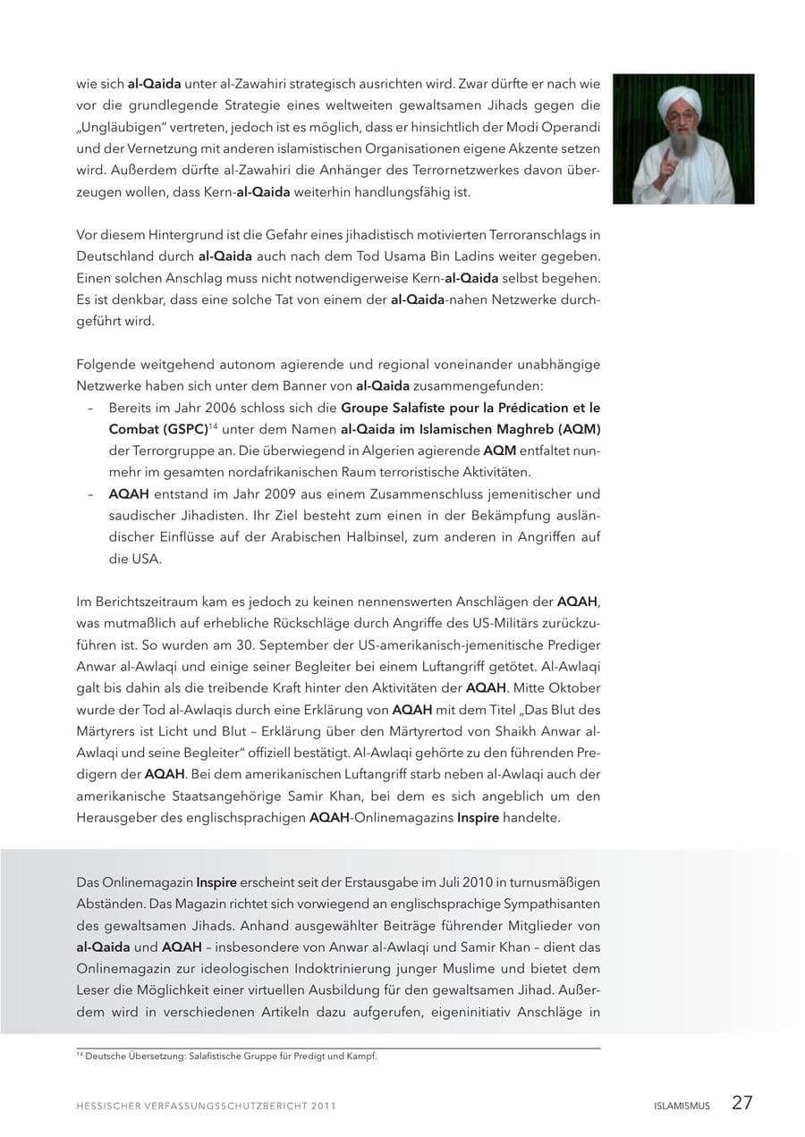 Seite 29 des Verfassungsschutzbericht 2011 Hessen